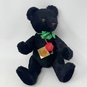 German Hermann Mohair Teddy Bear 14 1/2" Black Jointed Black Limited Edition VTG